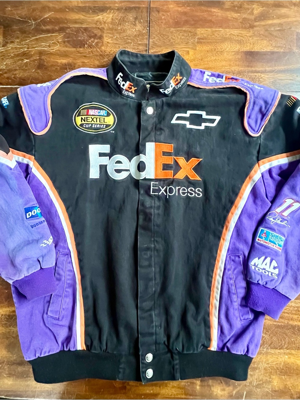 Vintage Denny Hamlin #11 FedEx Chase Authentics NASCAR Racing Jacket XL